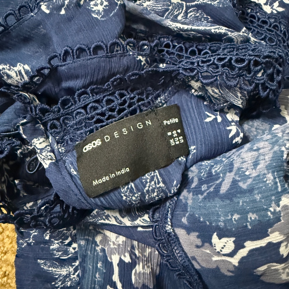 Floral Blue Ruffle Dress - Picture 6 of 6